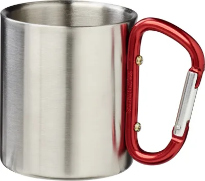 Mug isolant Alpes avec mousqueton 200ml coloris rouge