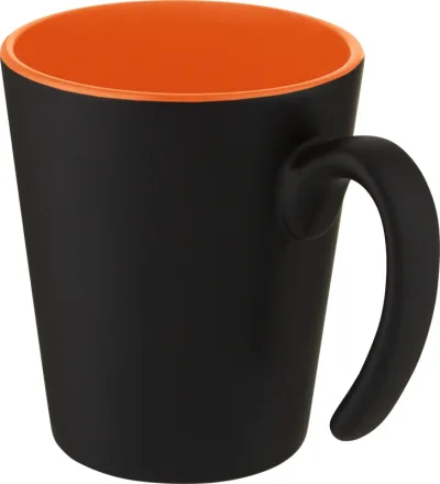 Mug en céramique Oli 360 ml avec anse coloris orange