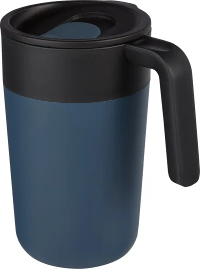 Tasse Nordia de 400 ml recyclée à double paroi coloris bleu foncé