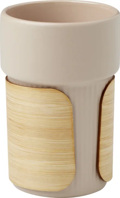 Gobelet Fika de 340 ml avec couvercle en bambou coloris flocons d’avoine
