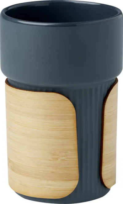 Gobelet Fika de 340 ml avec couvercle en bambou coloris bleu hale