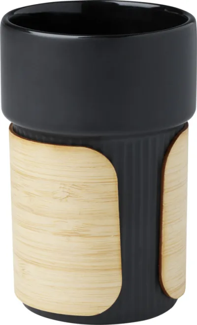 Gobelet Fika de 340 ml avec couvercle en bambou coloris noir