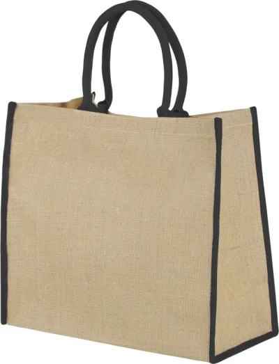 Grand sac shopping en jute Harry 25L coloris noir