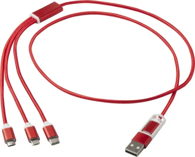 Câble de charge 5-1 Versatile en aluminium recyclé coloris rouge