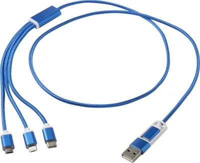 Câble de charge 5-1 Versatile en aluminium recyclé coloris bleu royal
