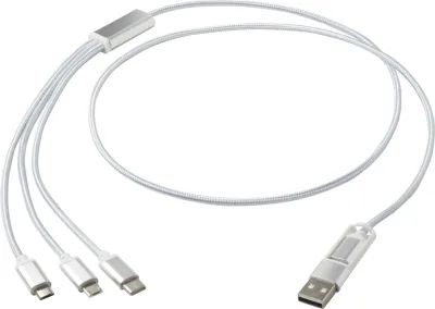 Câble de charge 5-1 Versatile en aluminium recyclé coloris argent