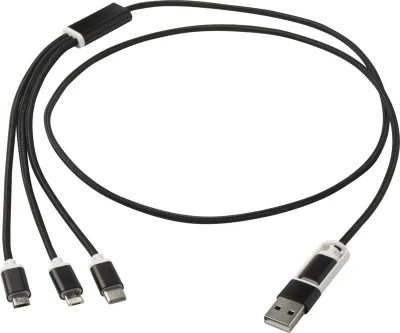 Câble de charge 5-1 Versatile en aluminium recyclé coloris noir